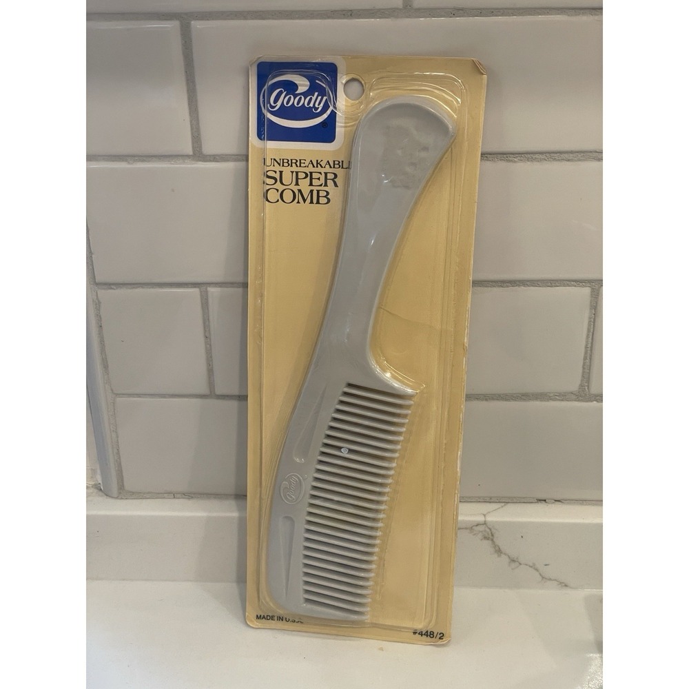 Vintage Goody Unbreakable Super Comb Grey Plastic Wet Dry 1982 448/2 New Sealed